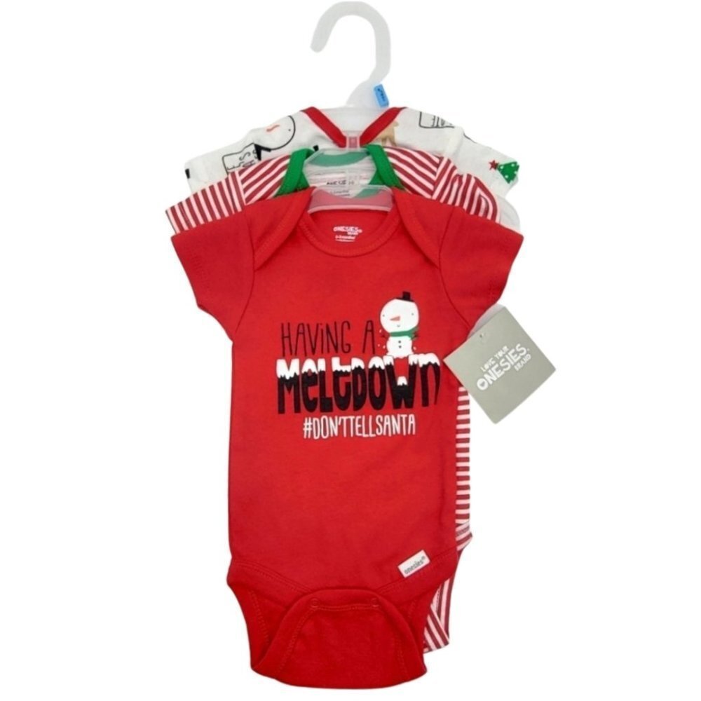 Christmas Bodysuits One Pieces Infants 0 3 Months Newborn Set Red White